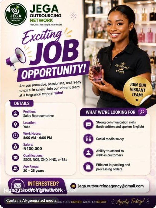 Sales Representative vacancy flyer