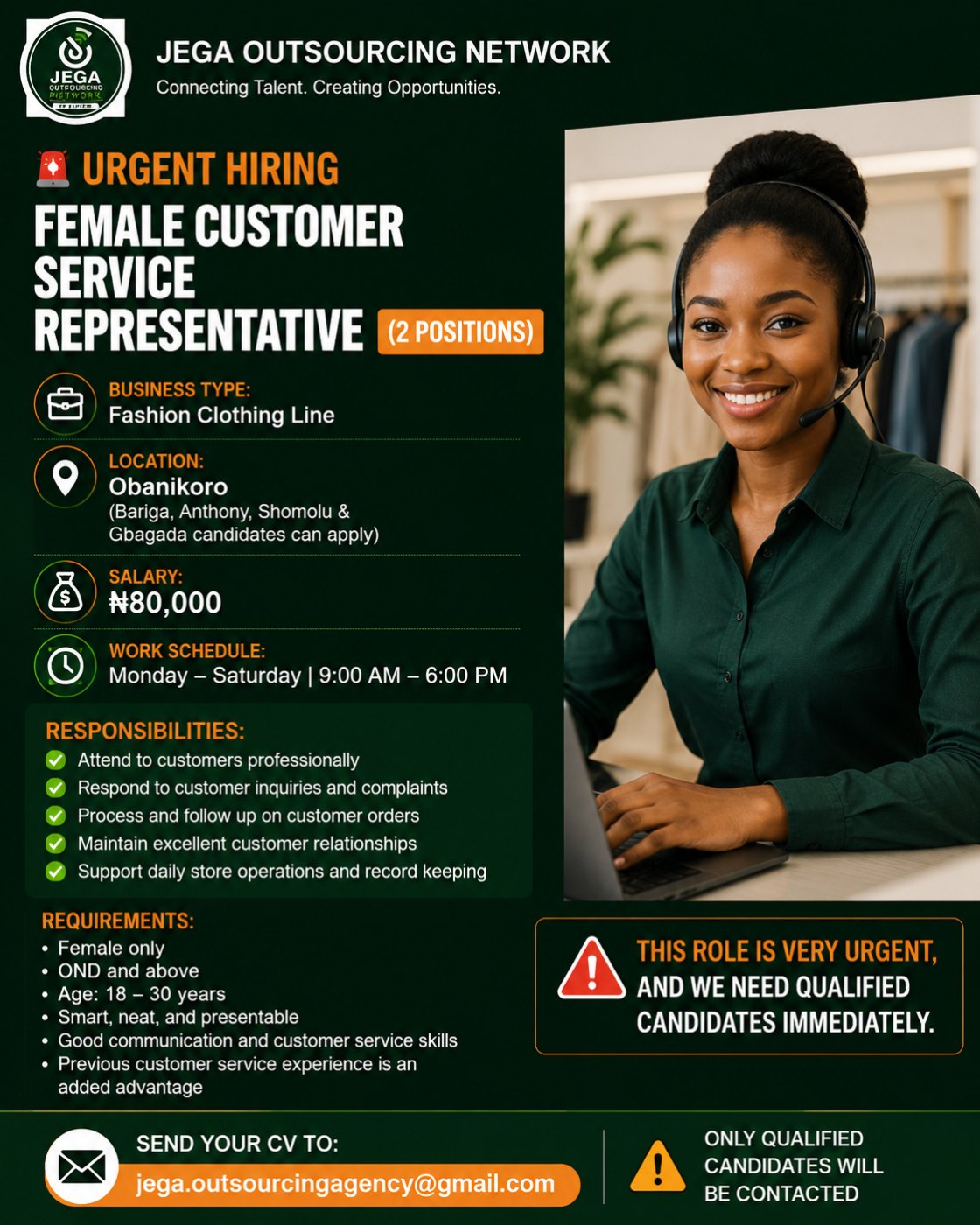SALES REPRESENTATIVES (4 POSITIONS) ACCOMMODATIONS AVAILABLE vacancy flyer