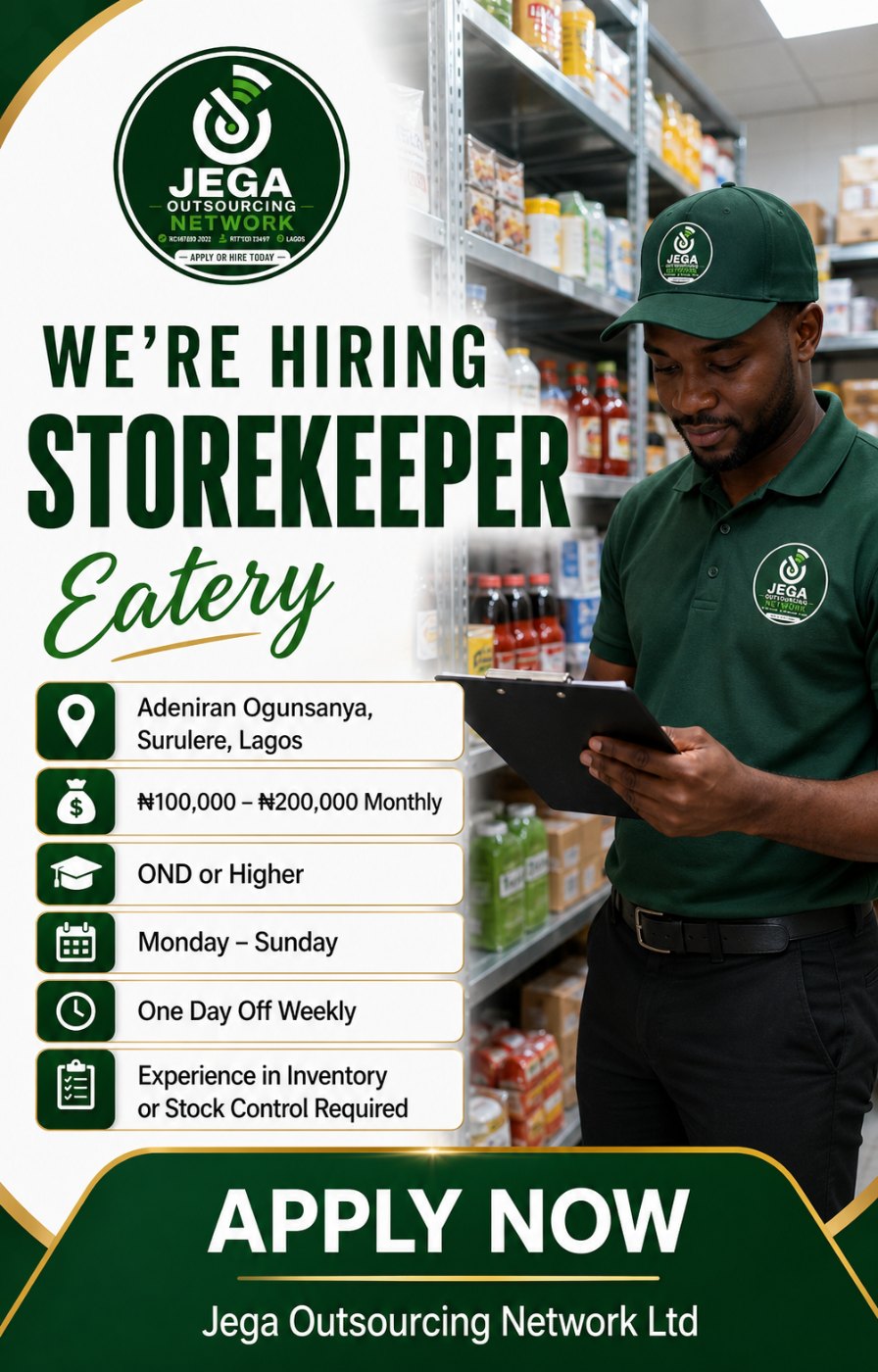 Storekeeper – Eatery vacancy flyer