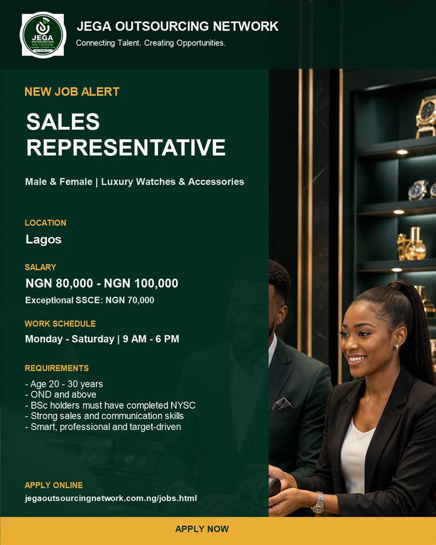 Sales Representative (Male & Female) vacancy flyer