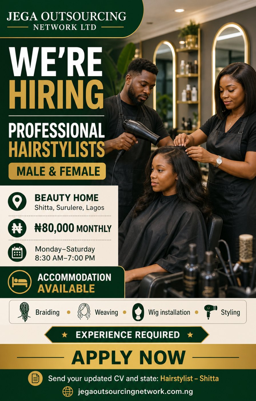 Professional Hairstylists — Male & Female vacancy flyer