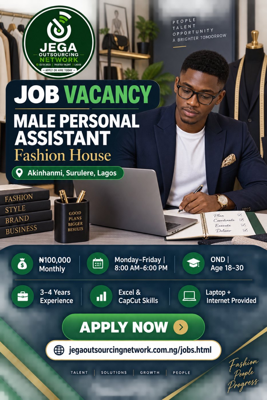 Male Personal Assistant – Fashion House vacancy flyer