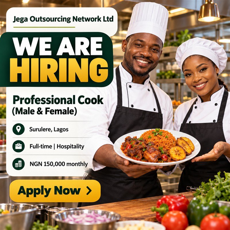 Professional Cook (Male & Female) vacancy flyer