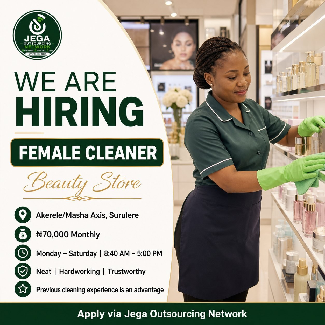 Female Cleaner vacancy flyer