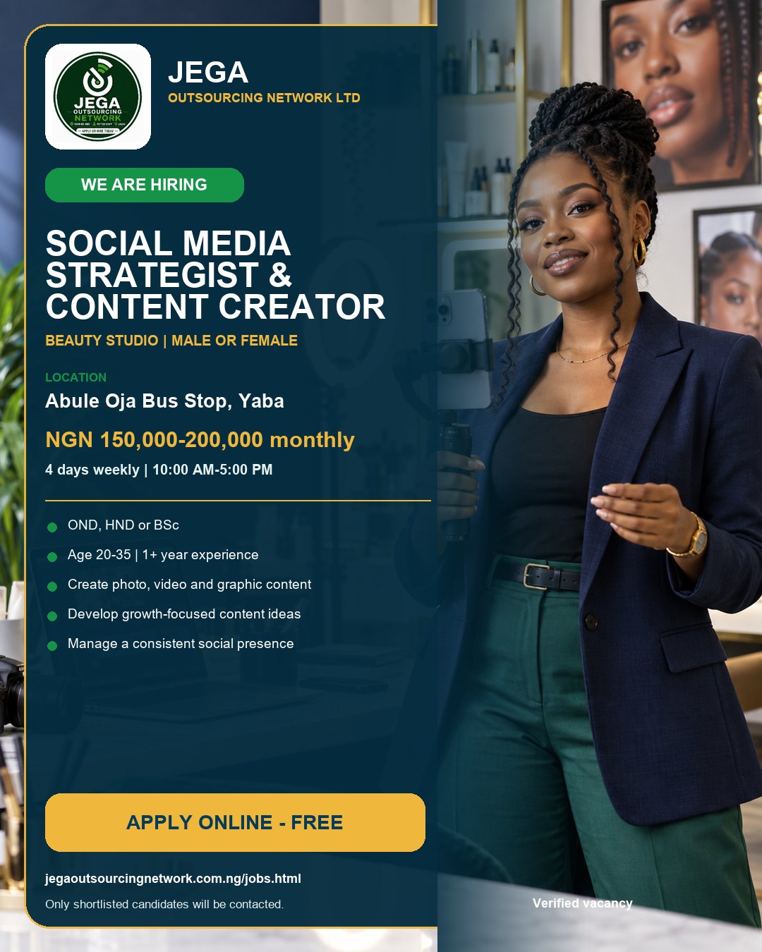 Social Media Strategist & Content Creator vacancy flyer