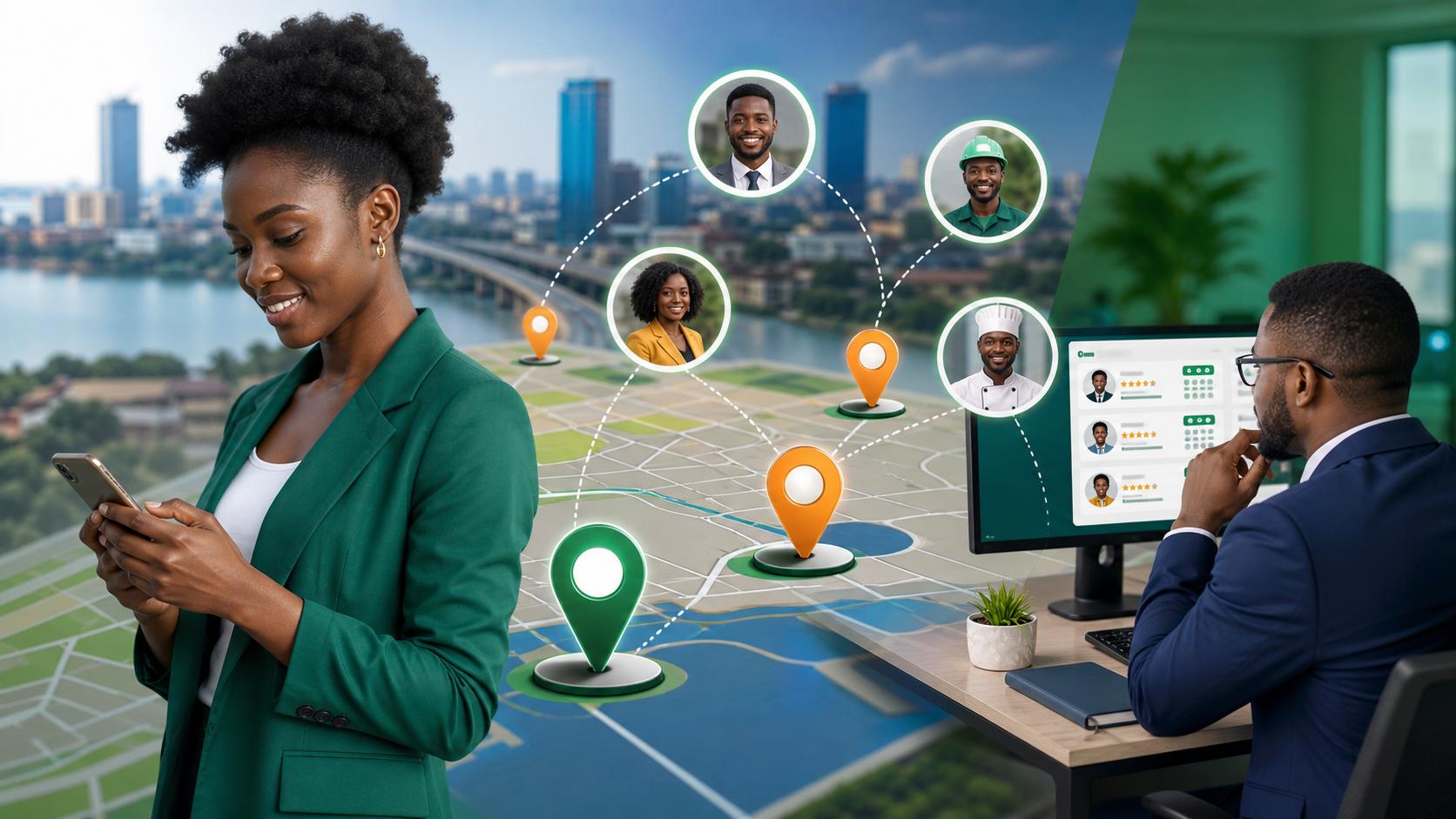 Lagos recruitment map with nearby candidates and job locations