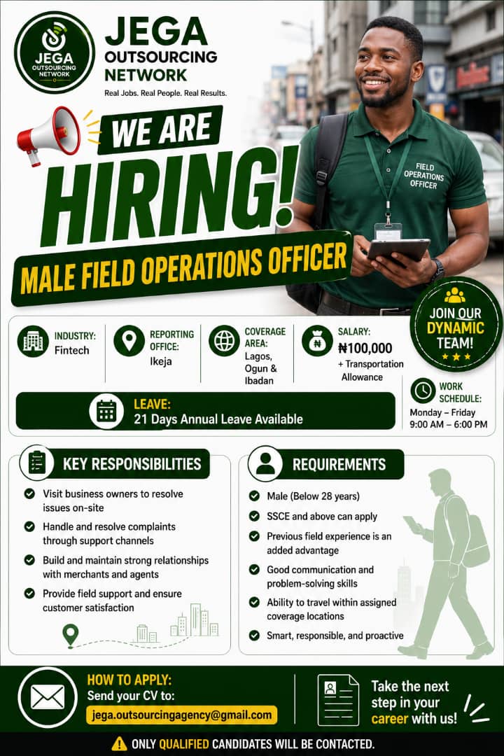 Male Field Operations Officer vacancy flyer