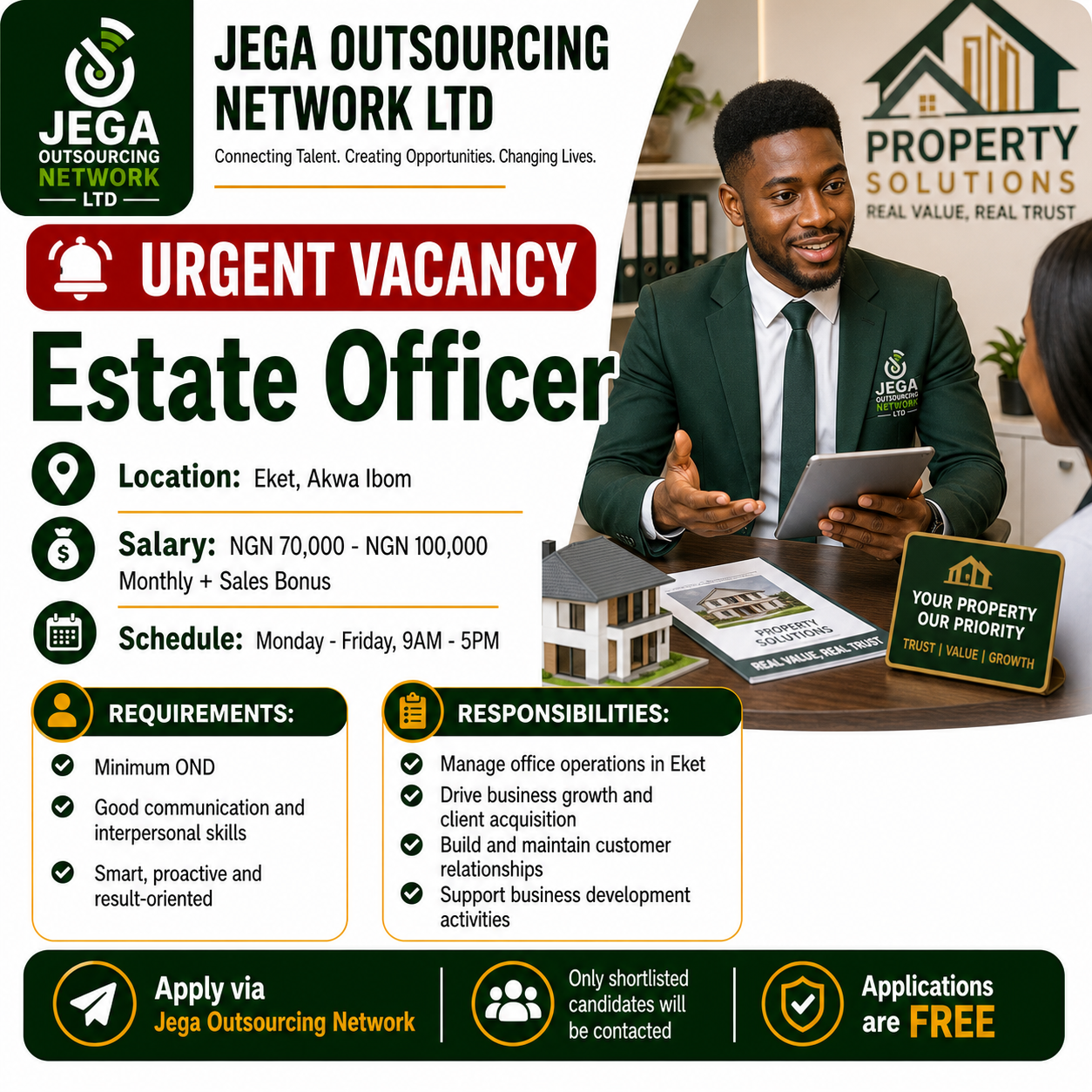 Estate Officer vacancy flyer