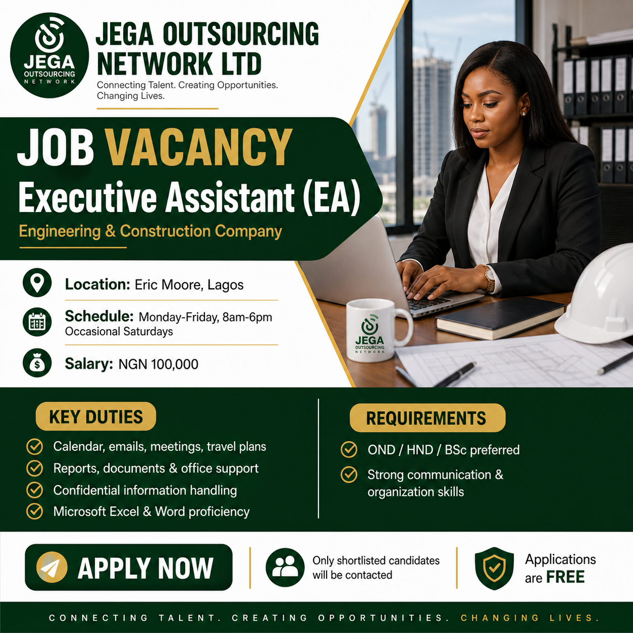 Executive Assistant vacancy flyer