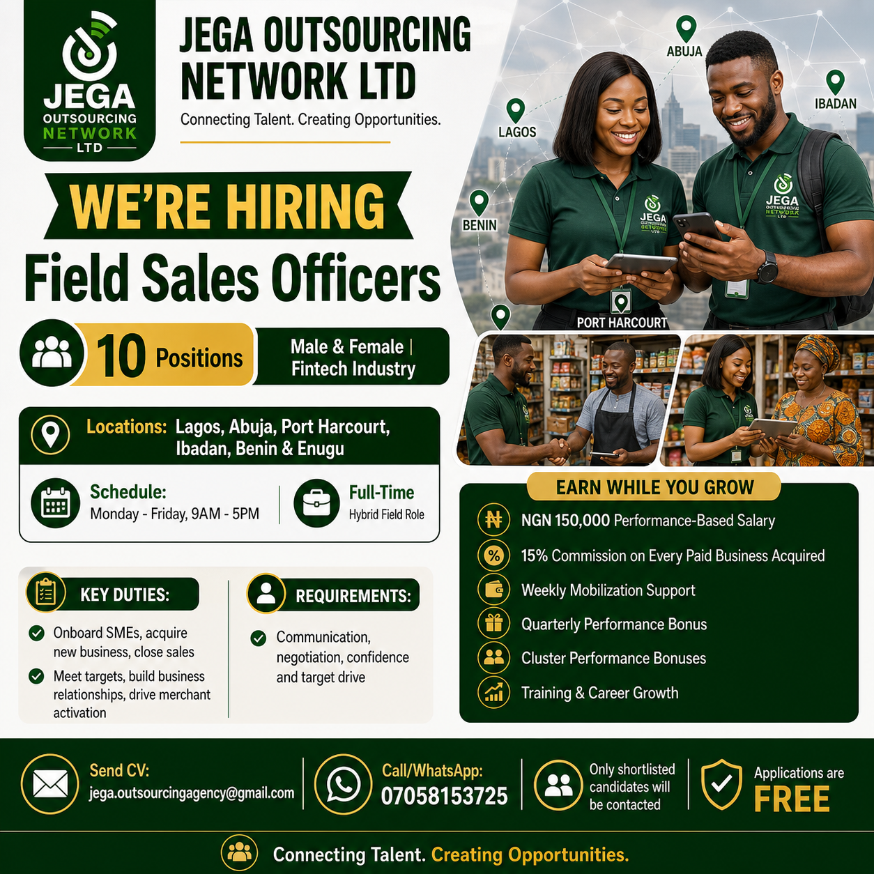 Field Sales Officers vacancy flyer