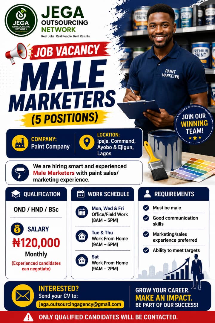 Male Marketers vacancy flyer