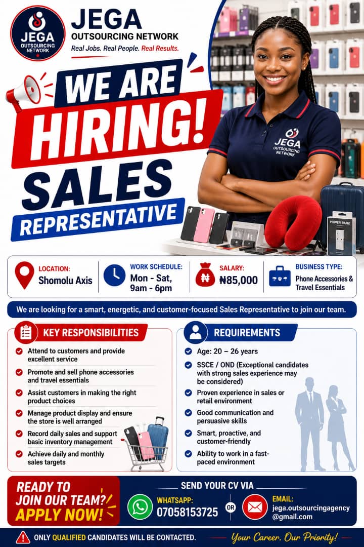 Sales Representative vacancy flyer